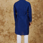 Bluesaanchi Men's Sunshine Handwoven Embroidered Dark BlueKurta Set | Swadesiicart