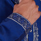 Bluesaanchi Men's Sunshine Handwoven Embroidered Dark BlueKurta Set | Swadesiicart