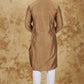Bluesaanchi Men's Sunshine Handwoven Embroidered Raw UmberKurta Set | Swadesiicart