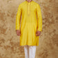 Bluesaanchi Men's Sunshine Handwoven Embroidered Maize YellowKurta Set | Swadesiicart