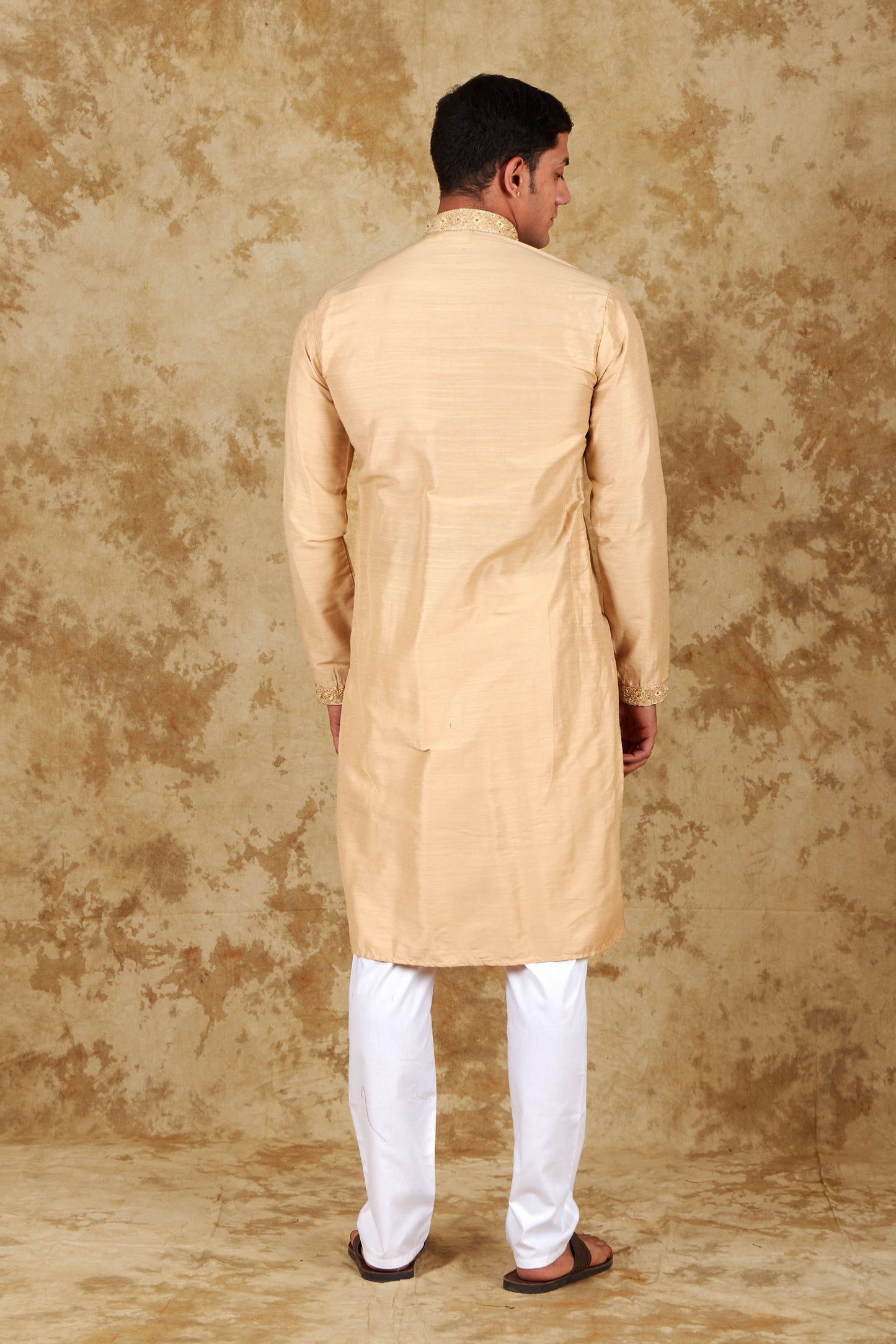 Bluesaanchi Men's Sunshine Handwoven Embroidered CornsilkKurta Set | Swadesiicart