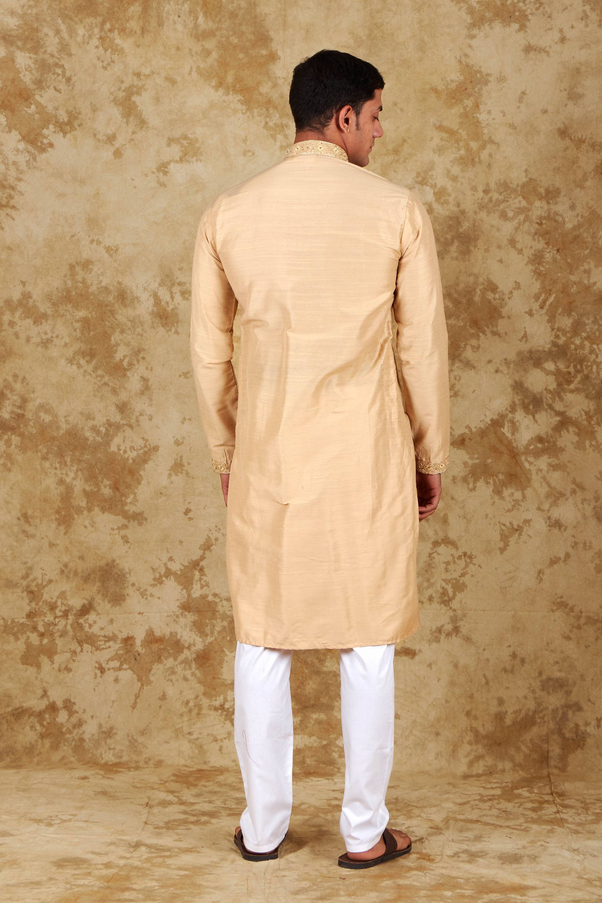 Bluesaanchi Men's Sunshine Handwoven Embroidered CornsilkKurta Set | Swadesiicart