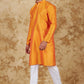 Bluesaanchi Men's Orange Banarasi Silk Kurta Set | Swadesiicart