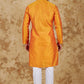 Bluesaanchi Men's Orange Banarasi Silk Kurta Set | Swadesiicart