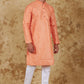 Bluesaanchi Men's Coral Banarasi Silk Kurta Set | Swadesiicart