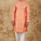 Bluesaanchi Men's Coral Banarasi Silk Kurta Set | Swadesiicart