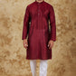 Bluesaanchi Men's Maroon Banarasi Silk Kurta Set | Swadesiicart