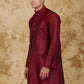 Bluesaanchi Men's Maroon Banarasi Silk Kurta Set | Swadesiicart