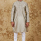 Bluesaanchi Men's Sliver Banarasi Silk Kurta Set | Swadesiicart