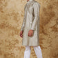 Bluesaanchi Men's Sliver Banarasi Silk Kurta Set | Swadesiicart