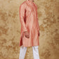 Bluesaanchi Men's Salmon Banarasi Silk Kurta Set | Swadesiicart