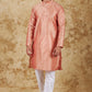 Bluesaanchi Men's Salmon Banarasi Silk Kurta Set | Swadesiicart