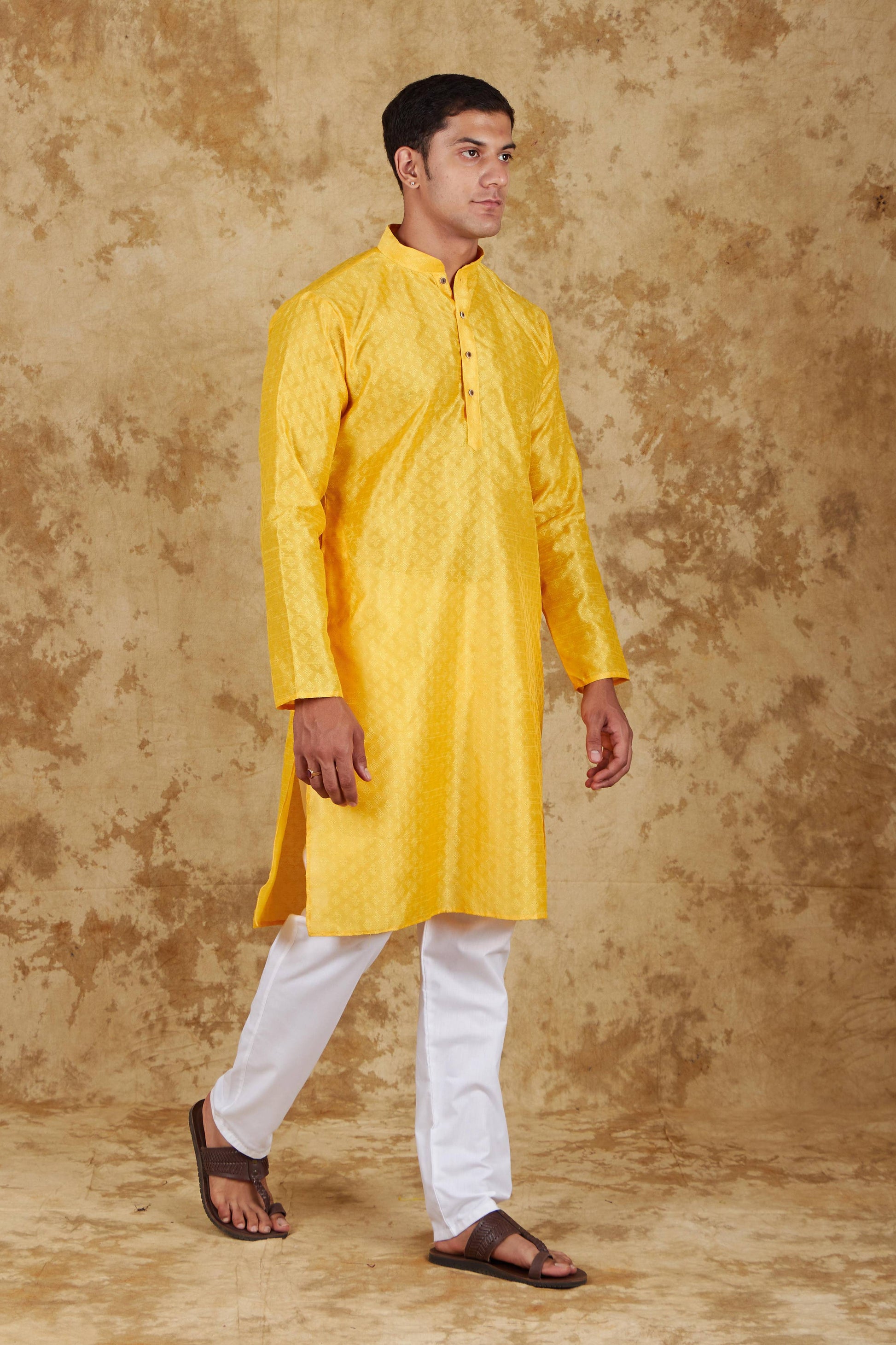 Bluesaanchi Men's Mango Banarasi Silk Kurta Set | Swadesiicart