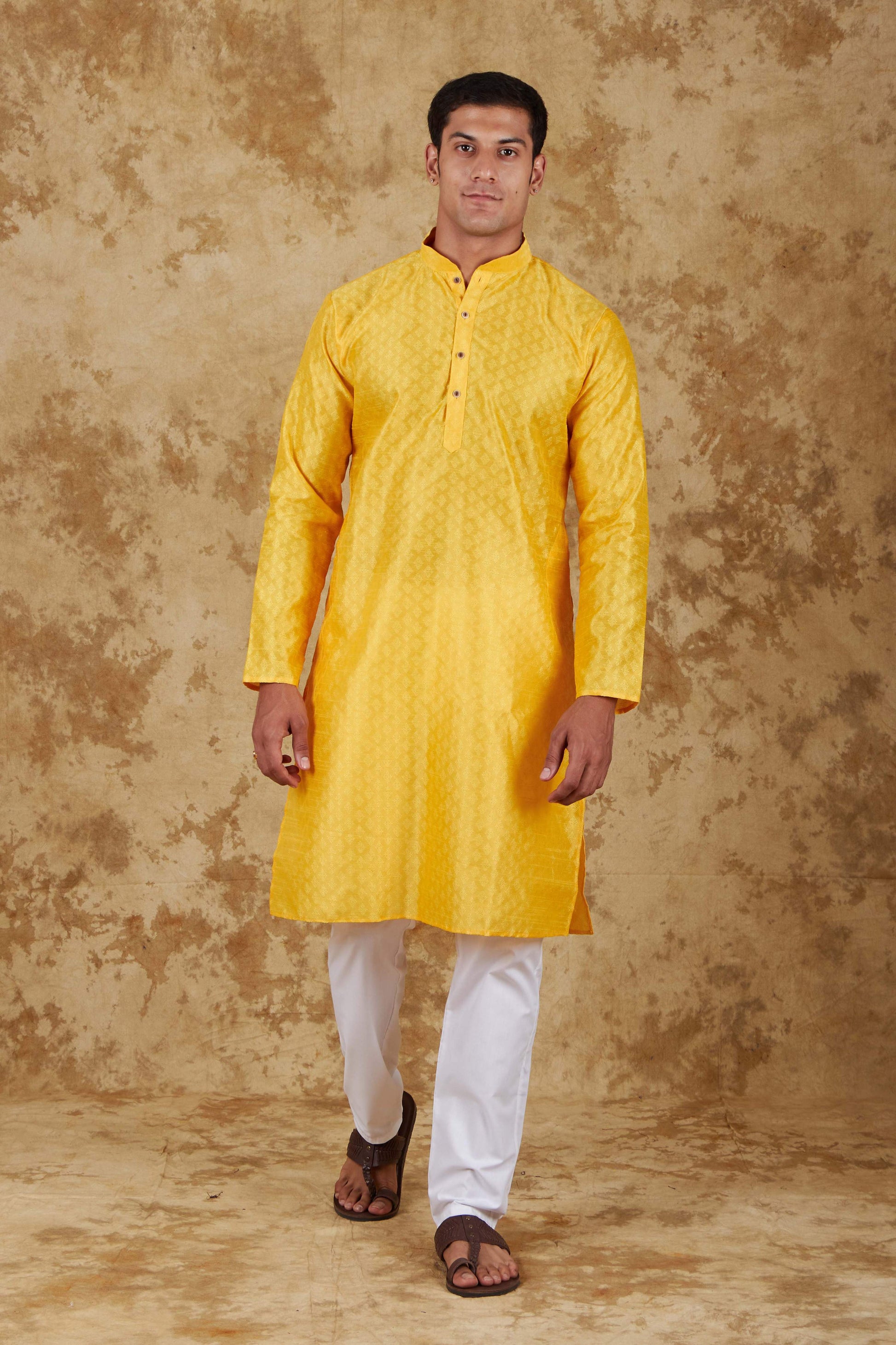 Bluesaanchi Men's Mango Banarasi Silk Kurta Set | Swadesiicart