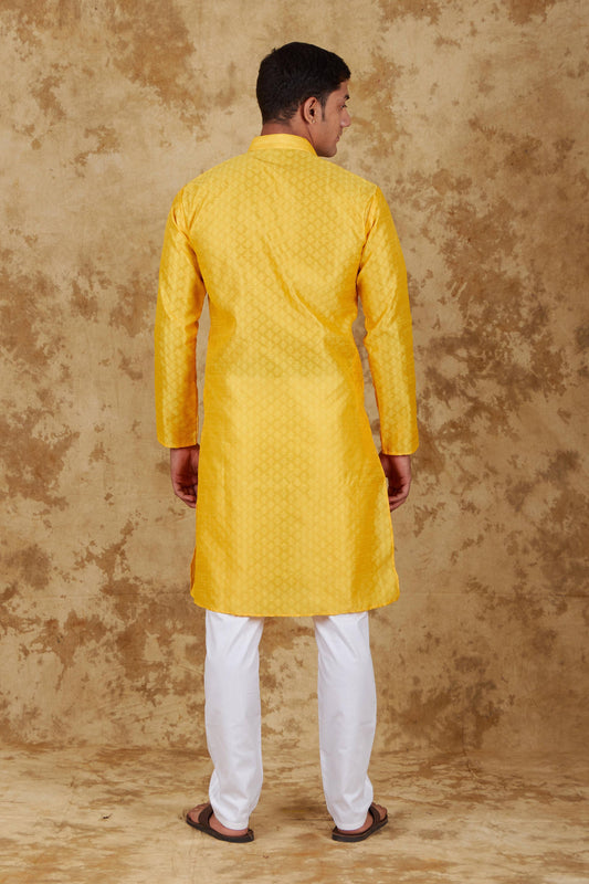 Bluesaanchi Men's Mango Banarasi Silk Kurta Set | Swadesiicart