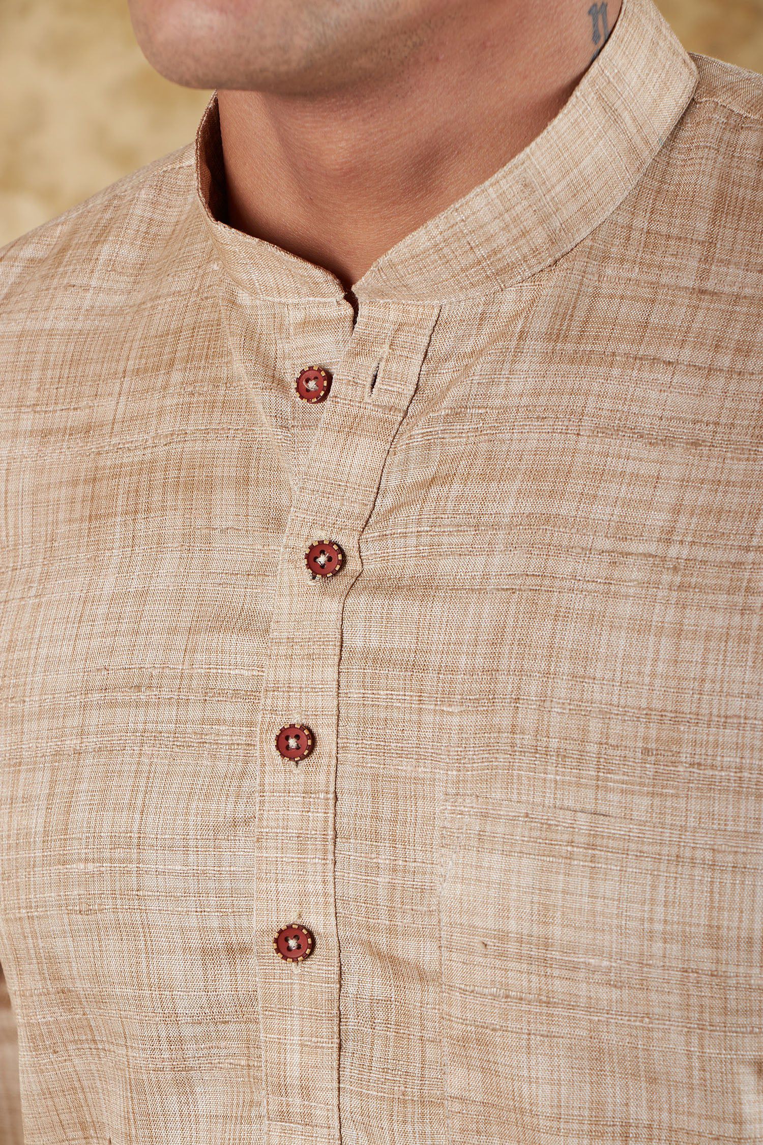 Bluesaanchi Men's Khaki Textured Kurta Set | Swadesiicart