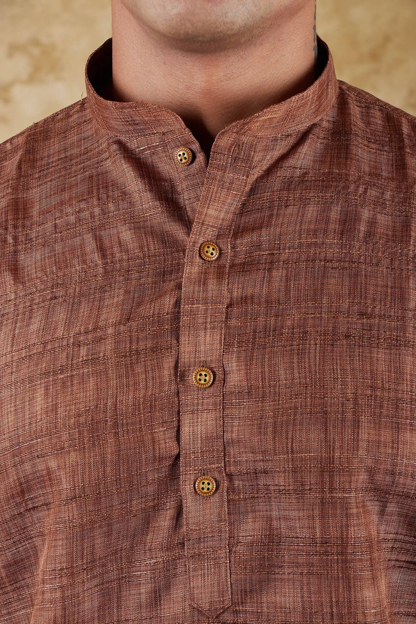 Bluesaanchi Men's Dark Brown Textured Kurta Set | Swadesiicart