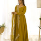 Lorenvalley Fashion Yellow Pure Roman Silk Chanderi Fabric Fully Flared Anarkali Pant With Dupatta Set - Yellow | Swadesiicart