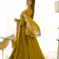 Lorenvalley Fashion Yellow Pure Roman Silk Chanderi Fabric Fully Flared Anarkali Pant With Dupatta Set - Yellow | Swadesiicart