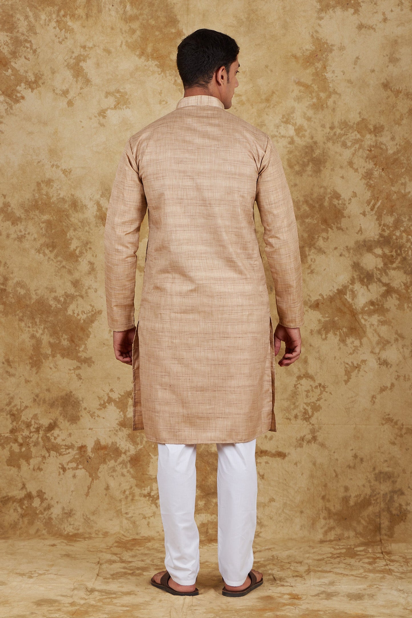 Bluesaanchi Men's Dark Cream Textured Kurta Set | Swadesiicart