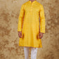 Bluesaanchi Men's Yellow Textured Kurta Set | Swadesiicart
