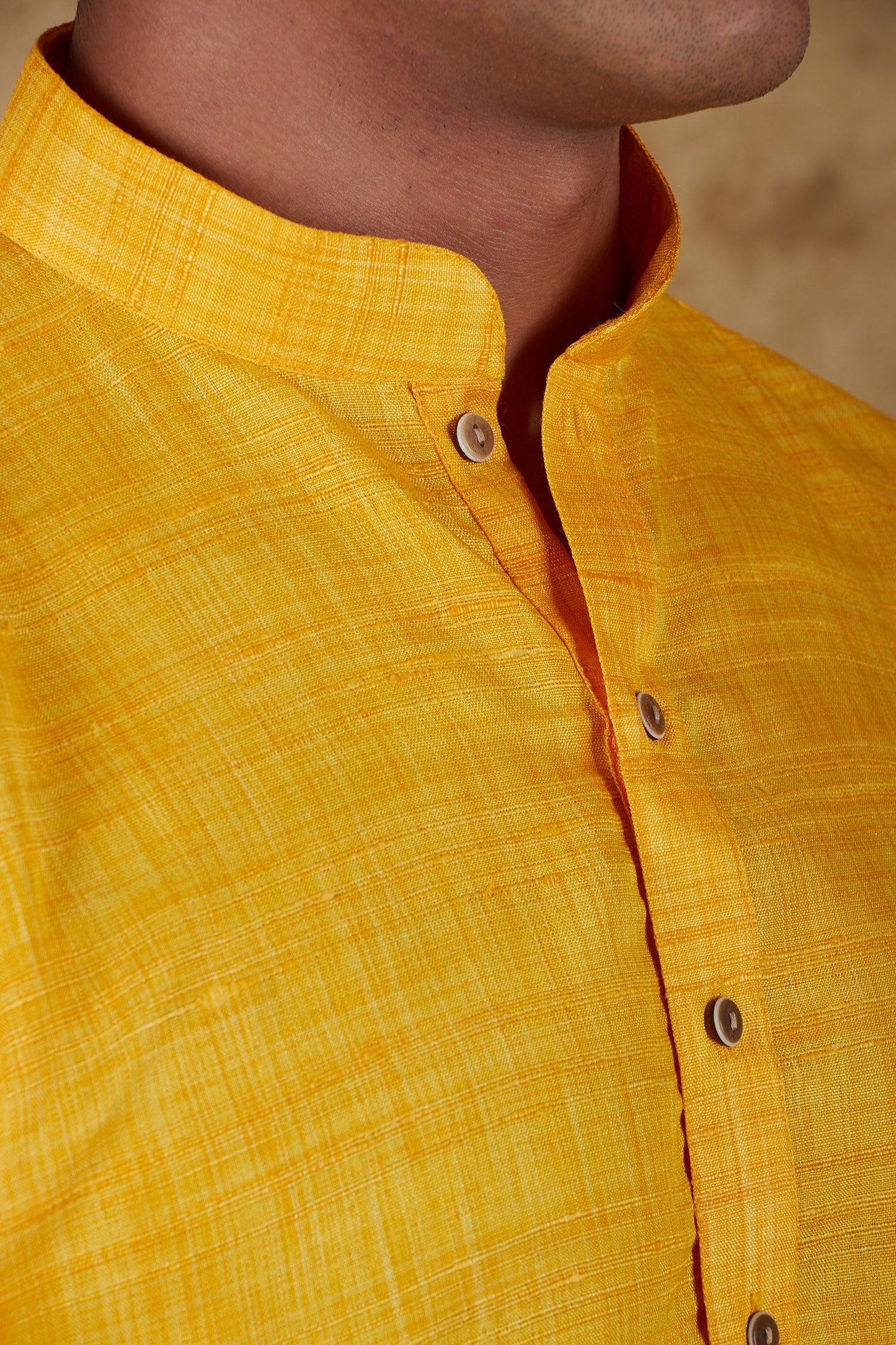 Bluesaanchi Men's Yellow Textured Kurta Set | Swadesiicart