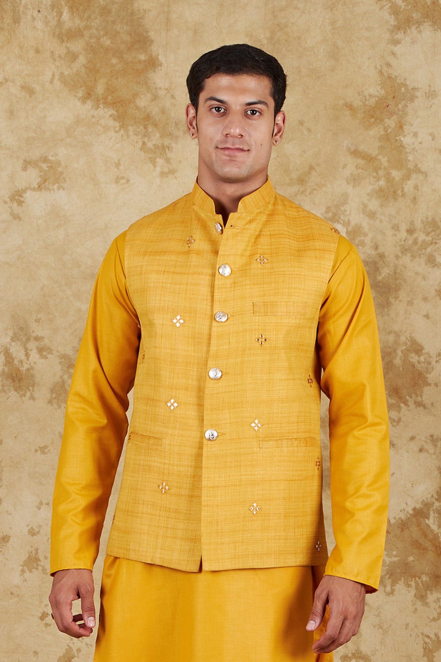 Bluesaanchi Men's Yellow Waistcoat | Swadesiicart
