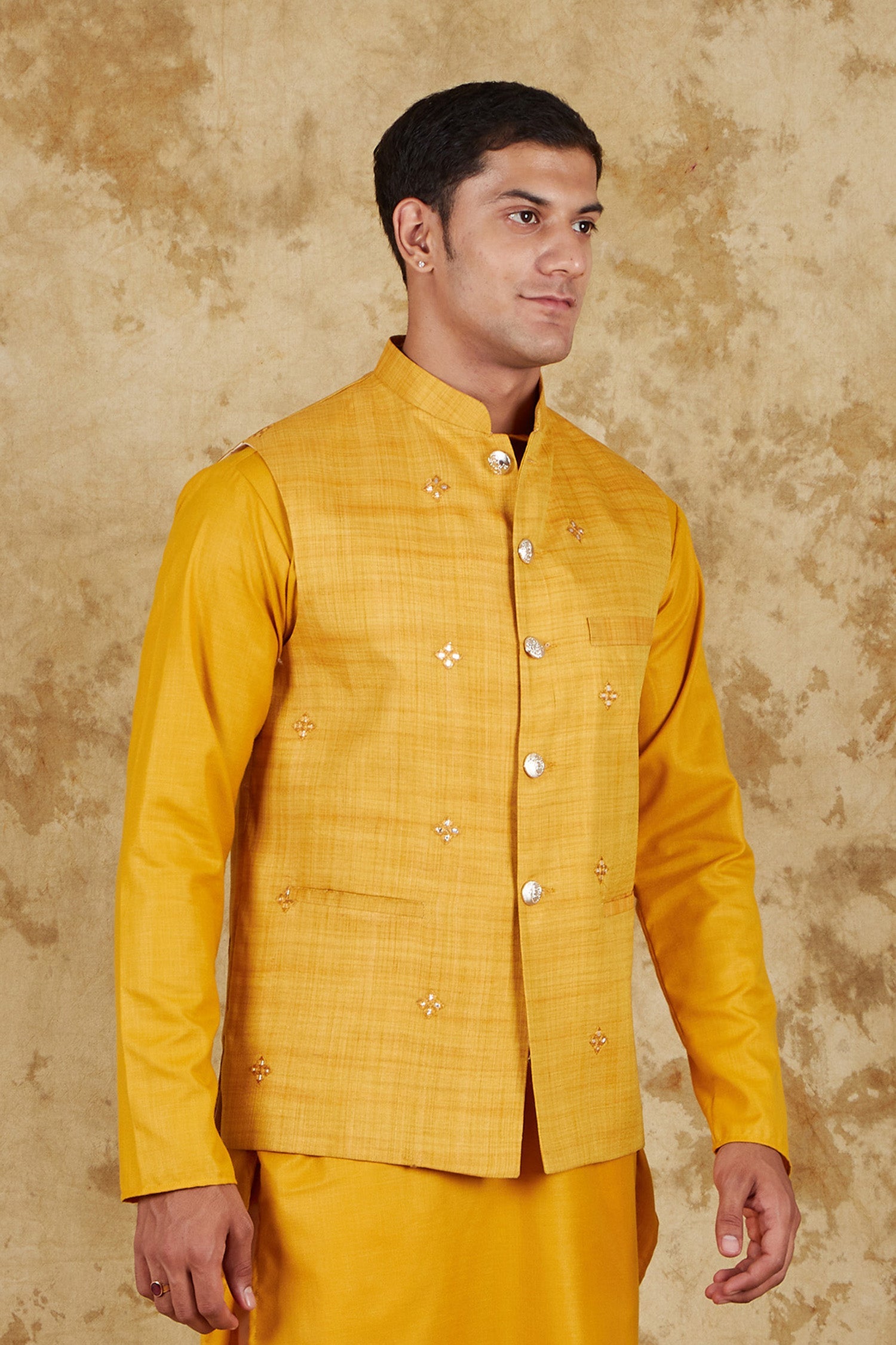Bluesaanchi Men's Yellow Waistcoat | Swadesiicart