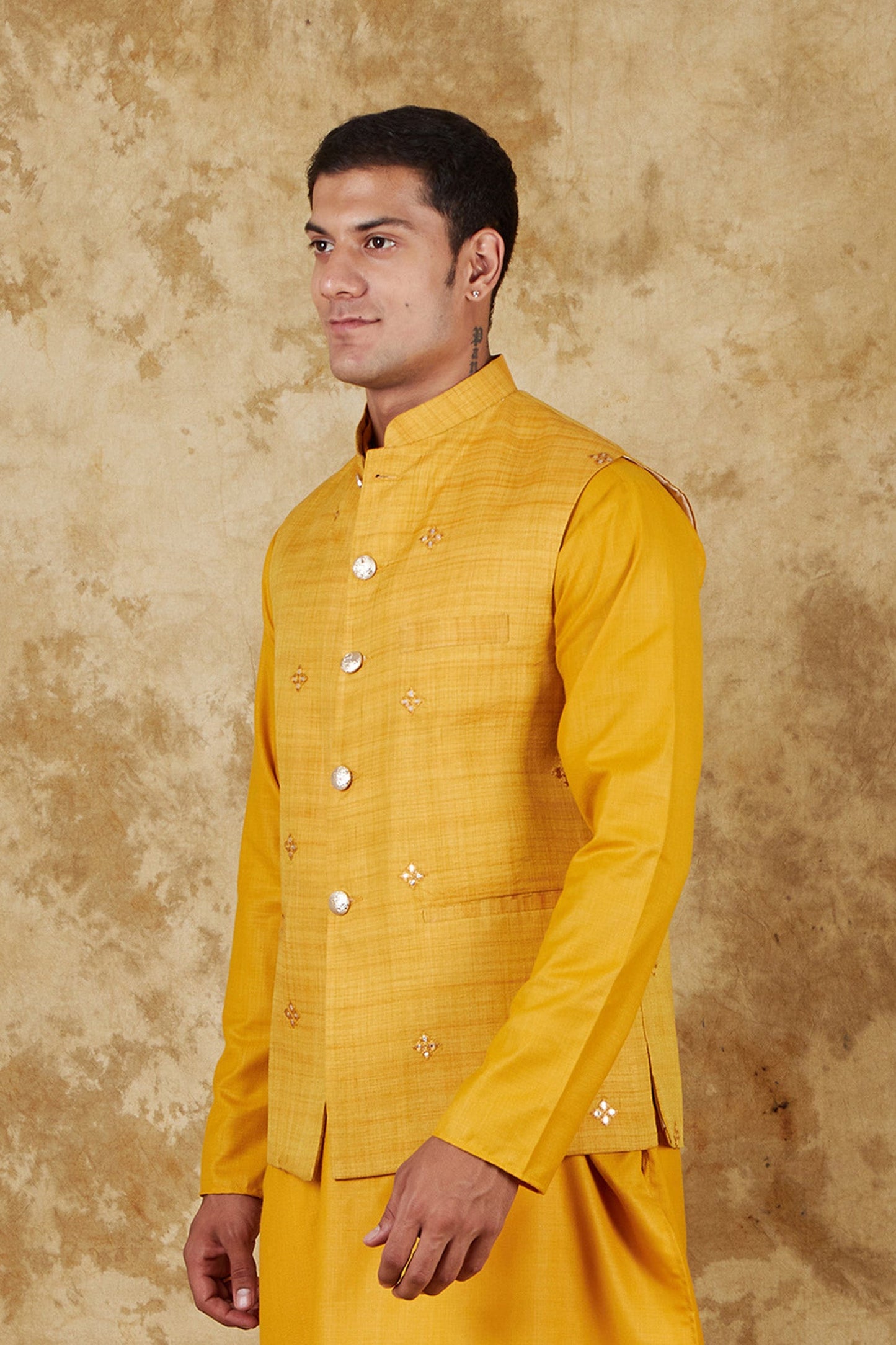 Bluesaanchi Men's Yellow Waistcoat | Swadesiicart