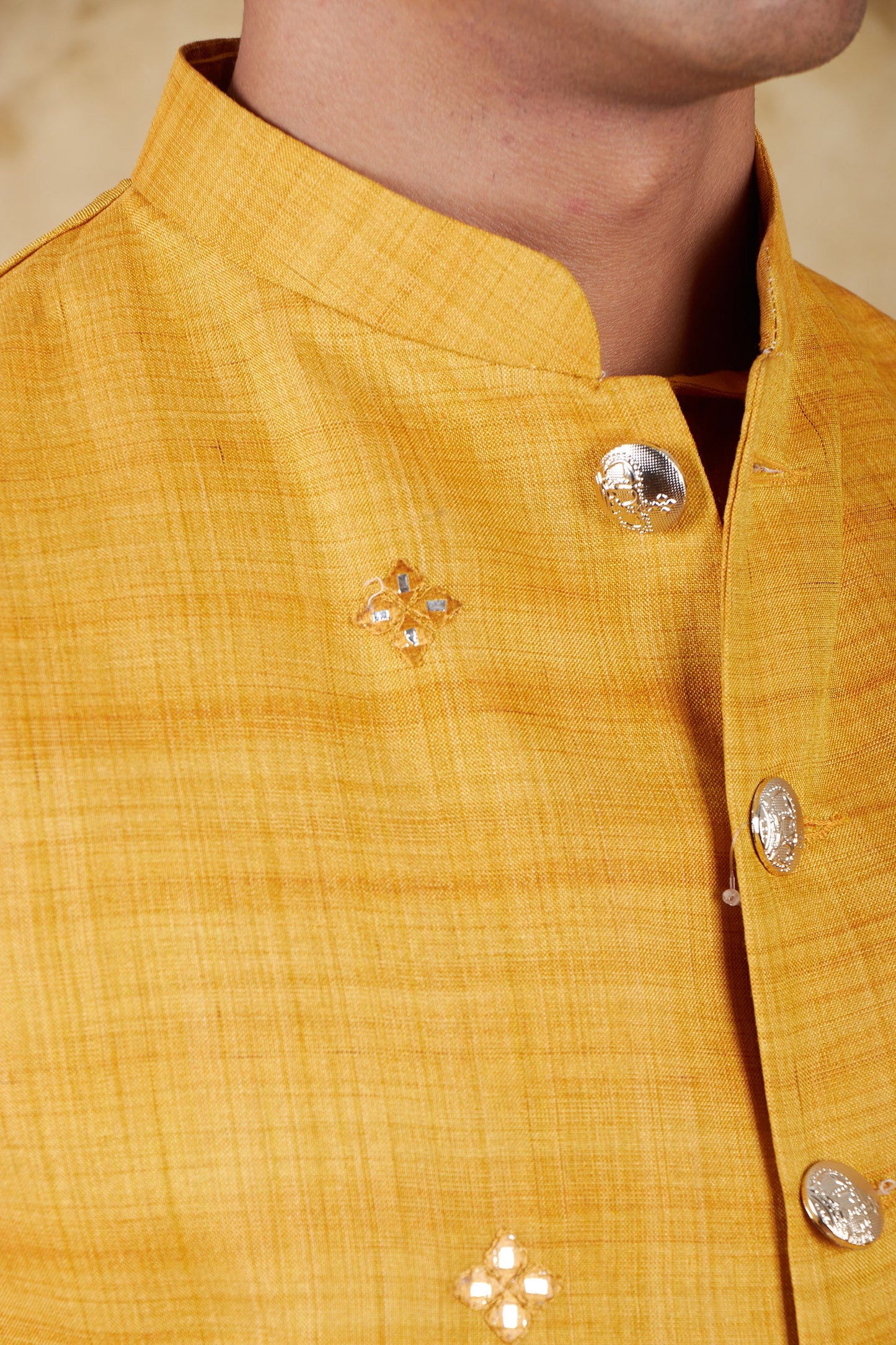 Bluesaanchi Men's Yellow Waistcoat Kurta Pajama Set | Swadesiicart