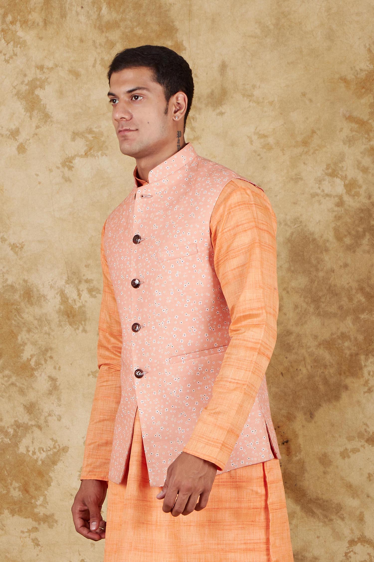 Bluesaanchi Men's Atomic Tangerine Waistcoat | Swadesiicart