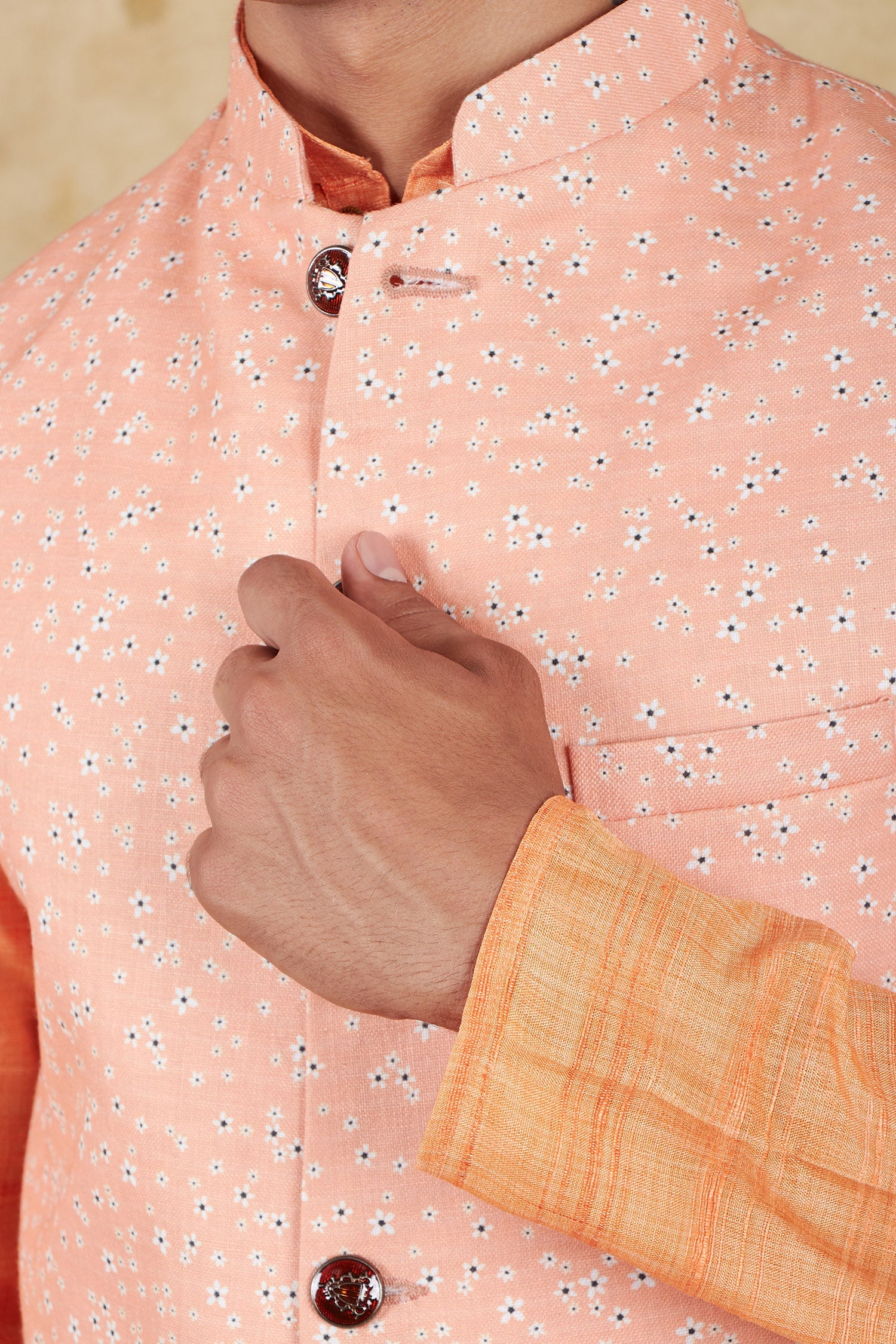 Bluesaanchi Men's Atomic Tangerine Waistcoat Kurta Pajama Set | Swadesiicart