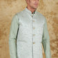 Bluesaanchi Men's Jacquard Celadon Green Waistcoat | Swadesiicart