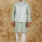 Bluesaanchi Men's Jacquard Celadon Green Waistcoat Kurta Pajama Set | Swadesiicart