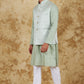 Bluesaanchi Men's Jacquard Celadon Green Waistcoat Kurta Pajama Set | Swadesiicart