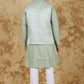 Bluesaanchi Men's Jacquard Celadon Green Waistcoat Kurta Pajama Set | Swadesiicart