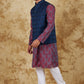 Bluesaanchi Men's Jacquard Rose Red With White Waistcoat Kurta Pajama Set | Swadesiicart