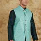 Bluesaanchi Men's Jacquard Mint Green Waistcoat | Swadesiicart