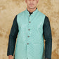 Bluesaanchi Men's Jacquard Mint Green Waistcoat | Swadesiicart