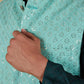 Bluesaanchi Men's Jacquard Mint Green Waistcoat Kurta Pajama Set | Swadesiicart