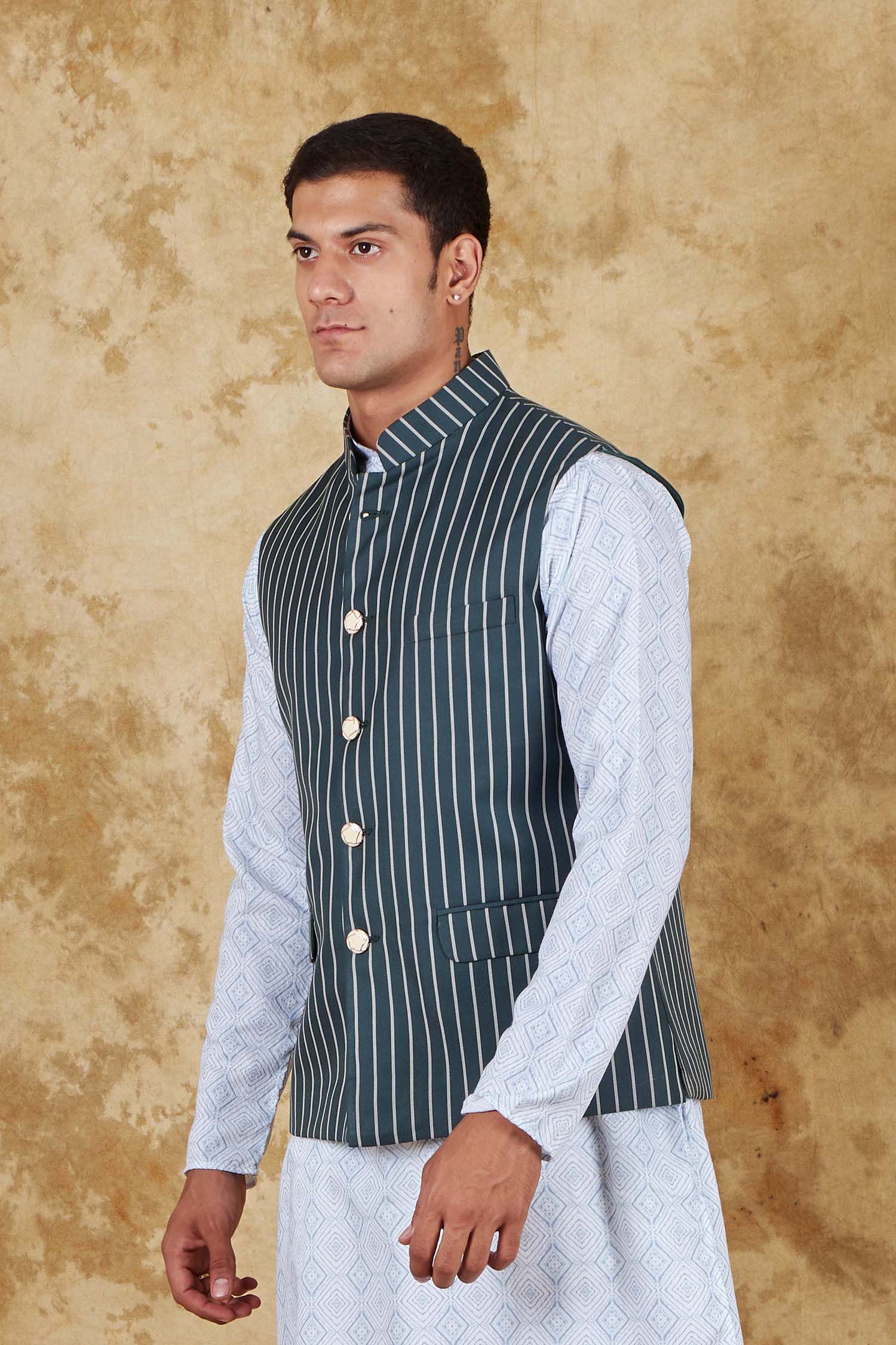 Bluesaanchi Men's Dark Slate Grey Waistcoat | Swadesiicart