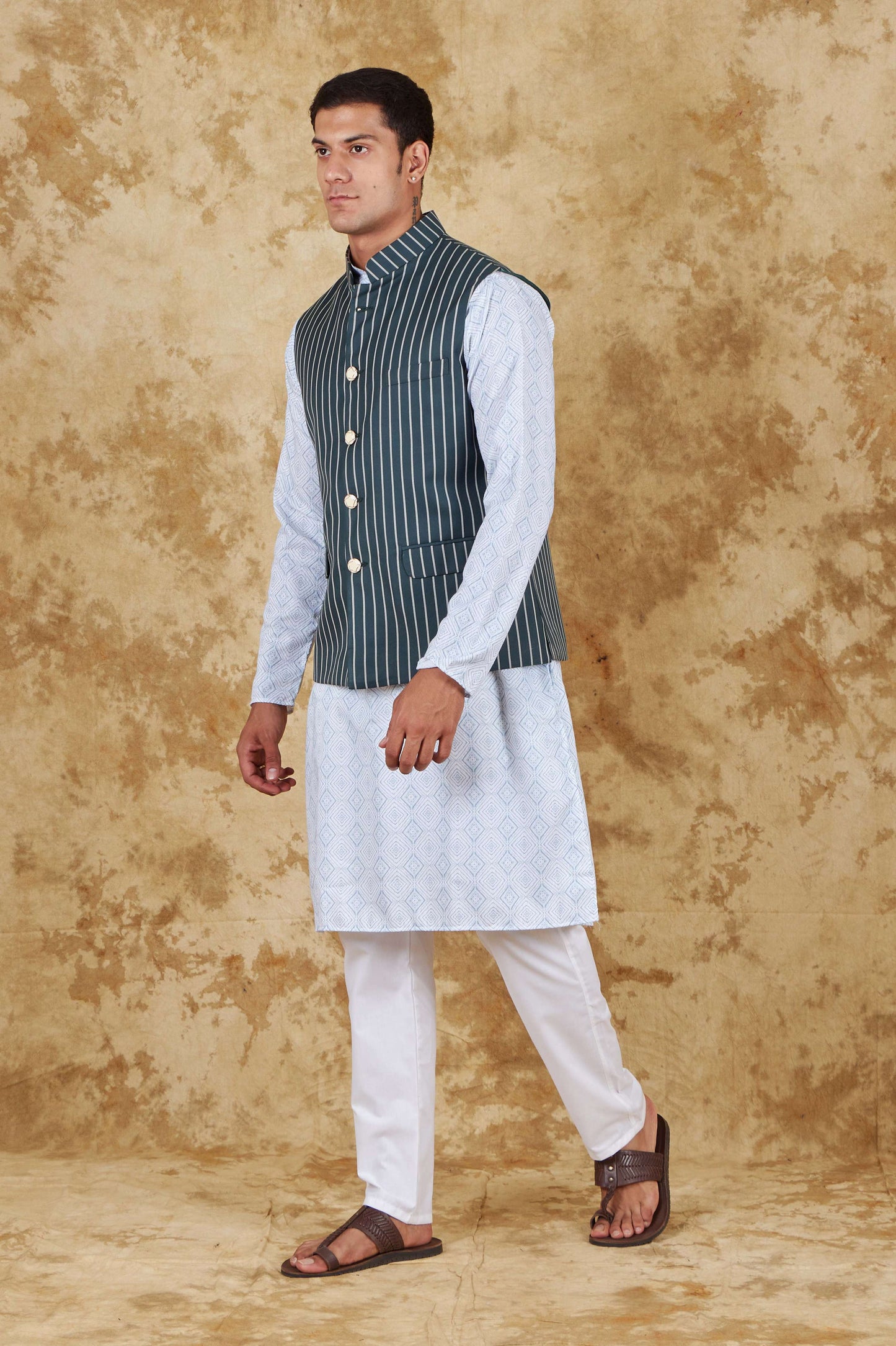 Bluesaanchi Men's Dark Slate Grey Waistcoat Kurta Pajama Set | Swadesiicart