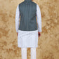 Bluesaanchi Men's Dark Slate Grey Waistcoat Kurta Pajama Set | Swadesiicart