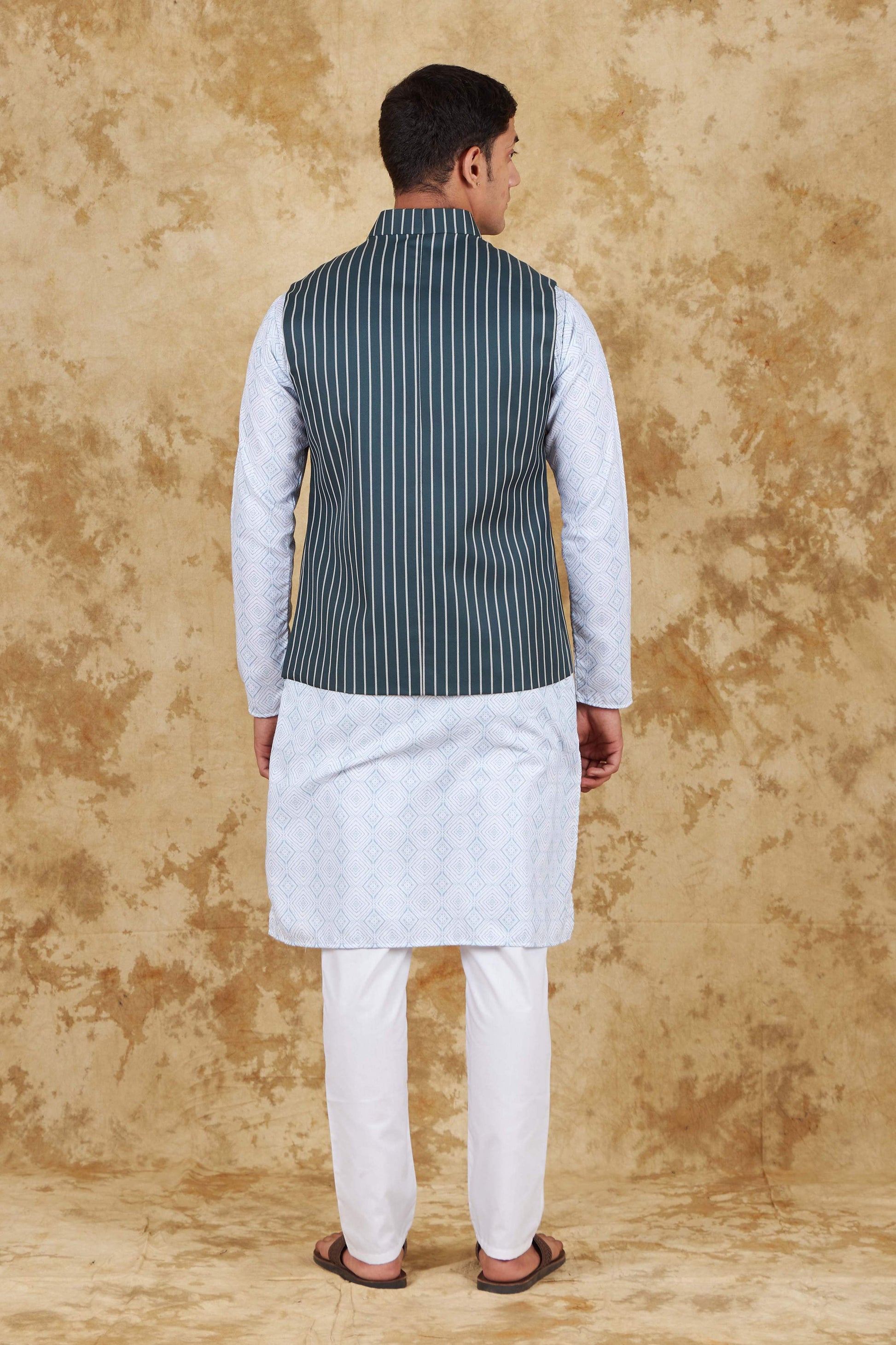 Bluesaanchi Men's Dark Slate Grey Waistcoat Kurta Pajama Set | Swadesiicart