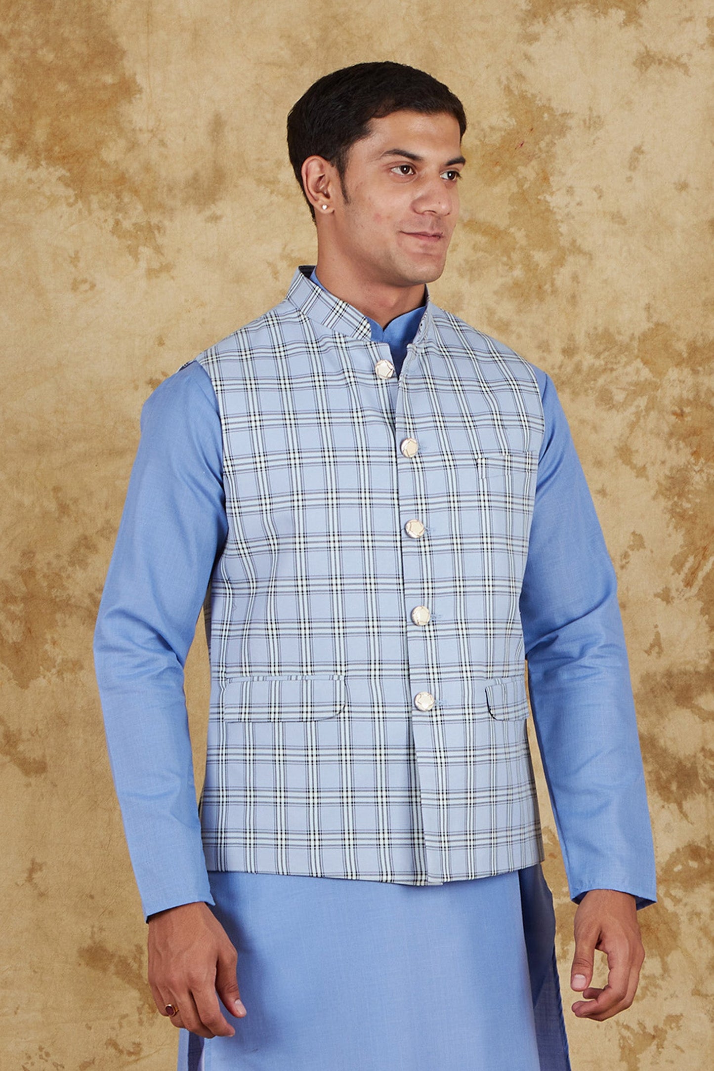 Bluesaanchi Men's Uranianblue Waistcoat | Swadesiicart