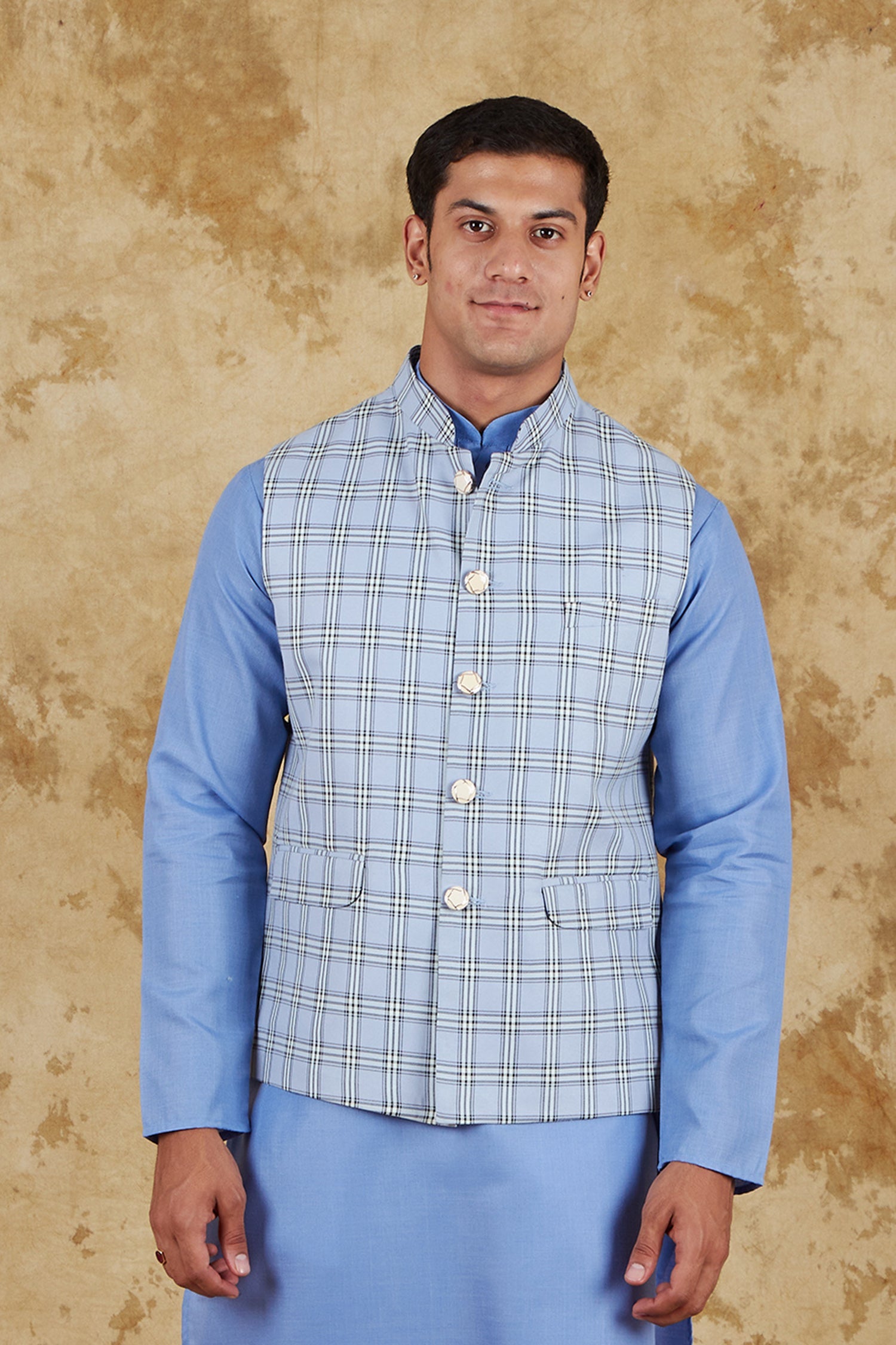 Bluesaanchi Men's Uranianblue Waistcoat | Swadesiicart