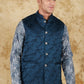 Bluesaanchi Men's Jacquard Indigo Dye Waistcoat | Swadesiicart