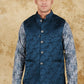 Bluesaanchi Men's Jacquard Indigo Dye Waistcoat | Swadesiicart