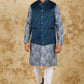 Bluesaanchi Men's Jacquard Indigo Dye Waistcoat Kurta Pajama Set | Swadesiicart