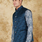 Bluesaanchi Men's Jacquard Indigo Dye Waistcoat | Swadesiicart